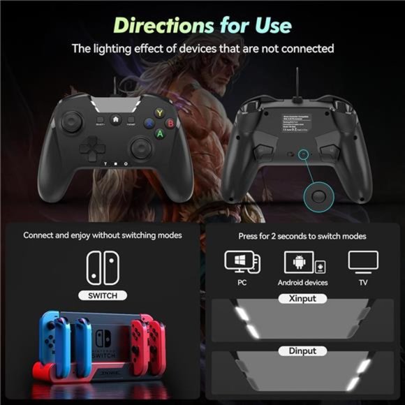 Wired Controller , 10ft USB PC Controller Gaming Controller Gamepad Joystick - Picture 11 of 14